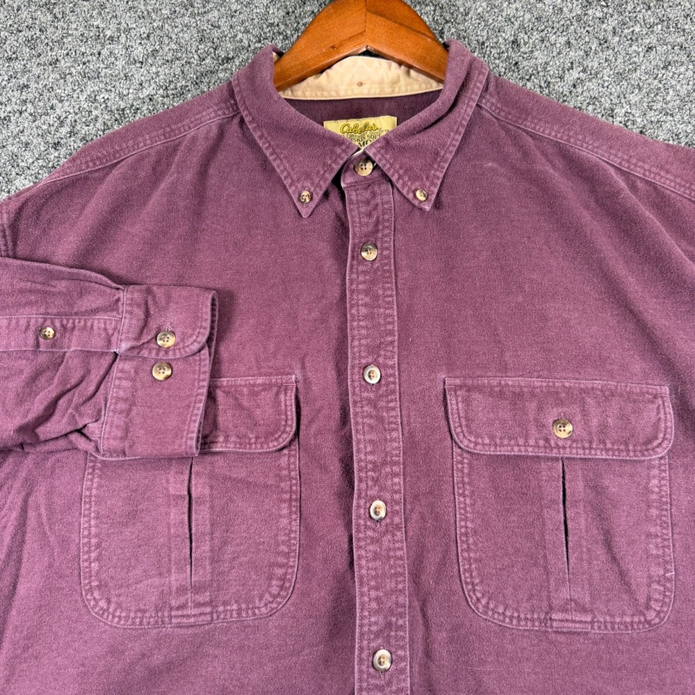 Cabelas Roughneck Mens wine Chamois Long Sleeve Button Down Shirt 2XL